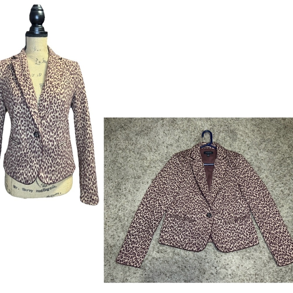 ANN TAYLOR Brown Leopard Newbury Blazer Jacket Academia Career Office Formal 4